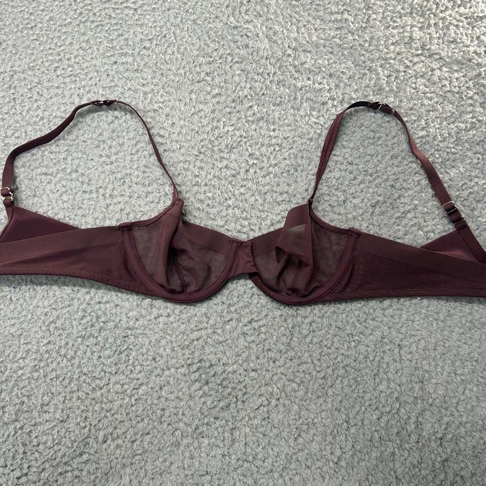 Auden Bra 32A Unlined Demi Sheer Burgundy